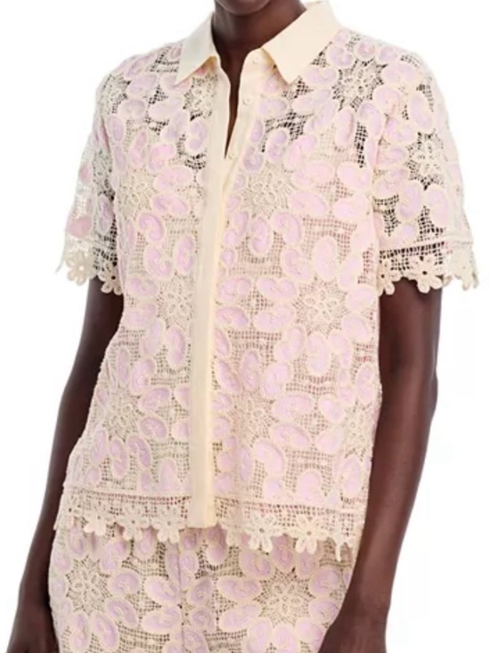 Johnny Was Tops - Johnny Was Billie Lace Button Down Shirt Johnny Was Jade size L